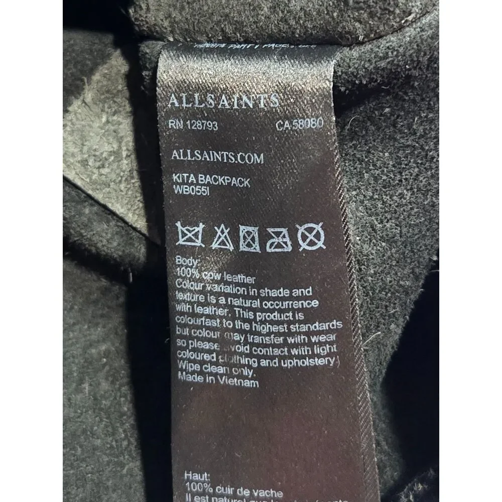 AllSaints Kita Large Pebbled Leather Backpack | Black
